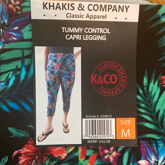 Khakis & Company Tropical Print Capri Leggings NWT - Picture 2 of 2